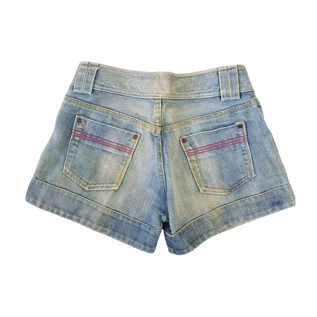 The Box Denim Shorts - Size S (Category: Shorts) located in Sorsogon. Submitted by svyad (Listing ID 1412946924, Image 3). Description: - The Box denim shorts - Light wash - Size S - Button and zipper closure - Two front pockets - Two back pockets with decorative stitch - Folded hem says S but fits M better tags: denim, y2k, vintage, retro, jorts, shorts.