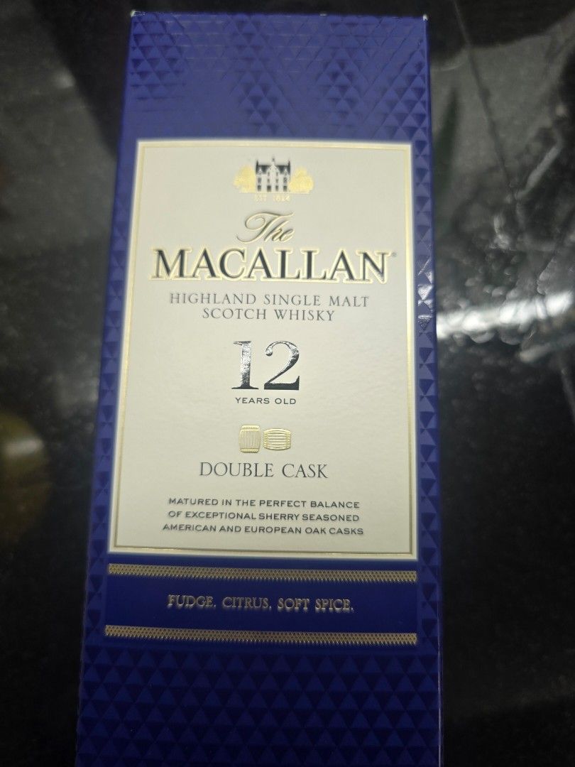 The Macallan 12 Years Old Double Cask (Category: Beverages) located in Makati City. Submitted by everydaytrinkets (Listing ID 1412978878, Image 1). Description: Macallan 12 Double Cask with box loc: Makati.
