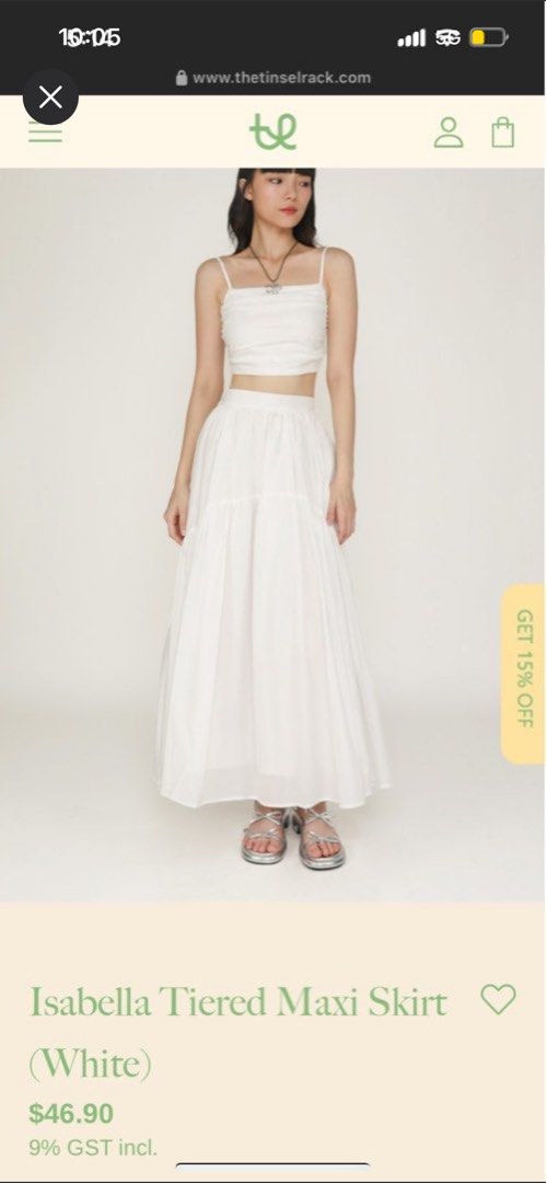 Isabela On Rack The Tinsel Rack Isabella Tiered Maxi Skirt - White, Women's Fashion ...