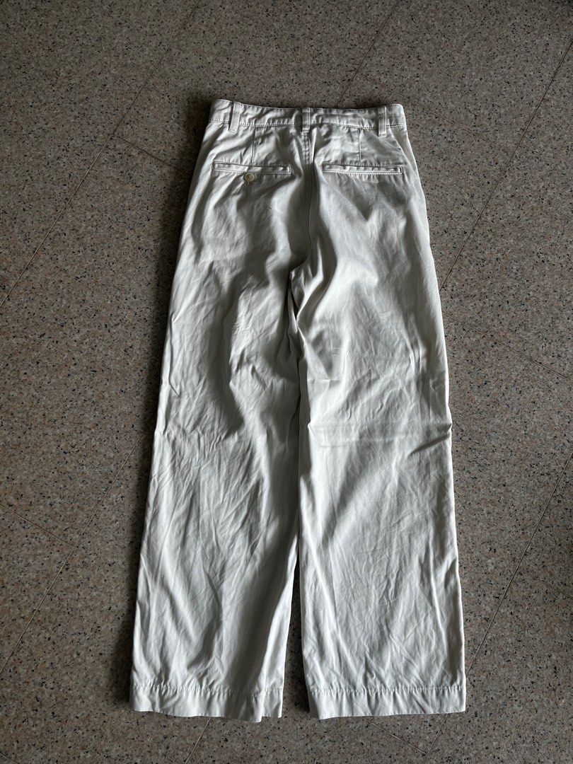 Uniqlo Wide Leg Pants (Off-white), Women's Fashion, Bottoms, Other ...