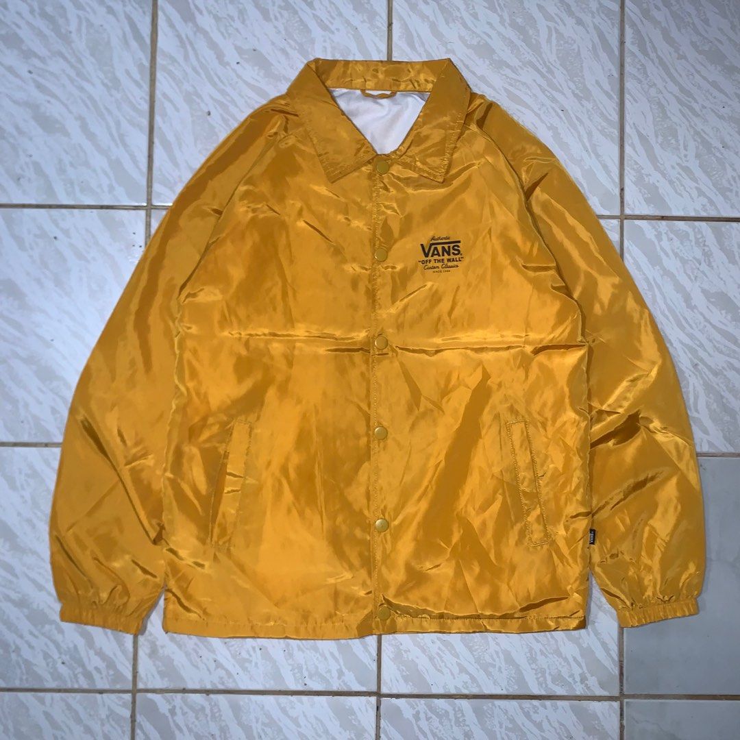 Vans Coach Jacket (Category: Coats, Jackets and Outerwear) located in Cebu City. Submitted by johnferrer96412 (Listing ID 1412882175, Image 1). Description: Vans Coach Jacket Mustard Large Width 21 Length 28 Good as new cut necktag only / guaranteed authentic Dm📩.