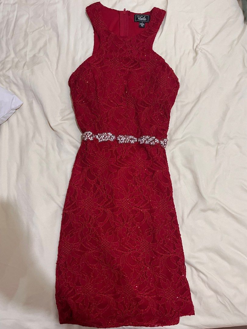 Vintage Ruby Red Halter Dress (Category: Dresses) located in Quezon City. Submitted by alex_declutter (Listing ID 1412924476, Image 1). Description: -Formal Ruby Red Dress -Has glitters (camera doesn’t do justice) -REALLY GOOD FABRIC, high quality -Padded (You don’t need a bra) -Body Hugging -Fits XS-S -Vintage.