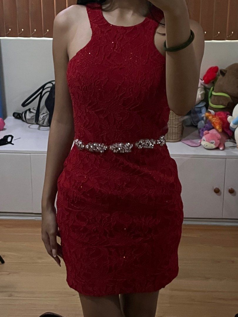 Vintage Ruby Red Halter Dress (Category: Dresses) located in Quezon City. Submitted by alex_declutter (Listing ID 1412924476, Image 3). Description: -Formal Ruby Red Dress -Has glitters (camera doesn’t do justice) -REALLY GOOD FABRIC, high quality -Padded (You don’t need a bra) -Body Hugging -Fits XS-S -Vintage.