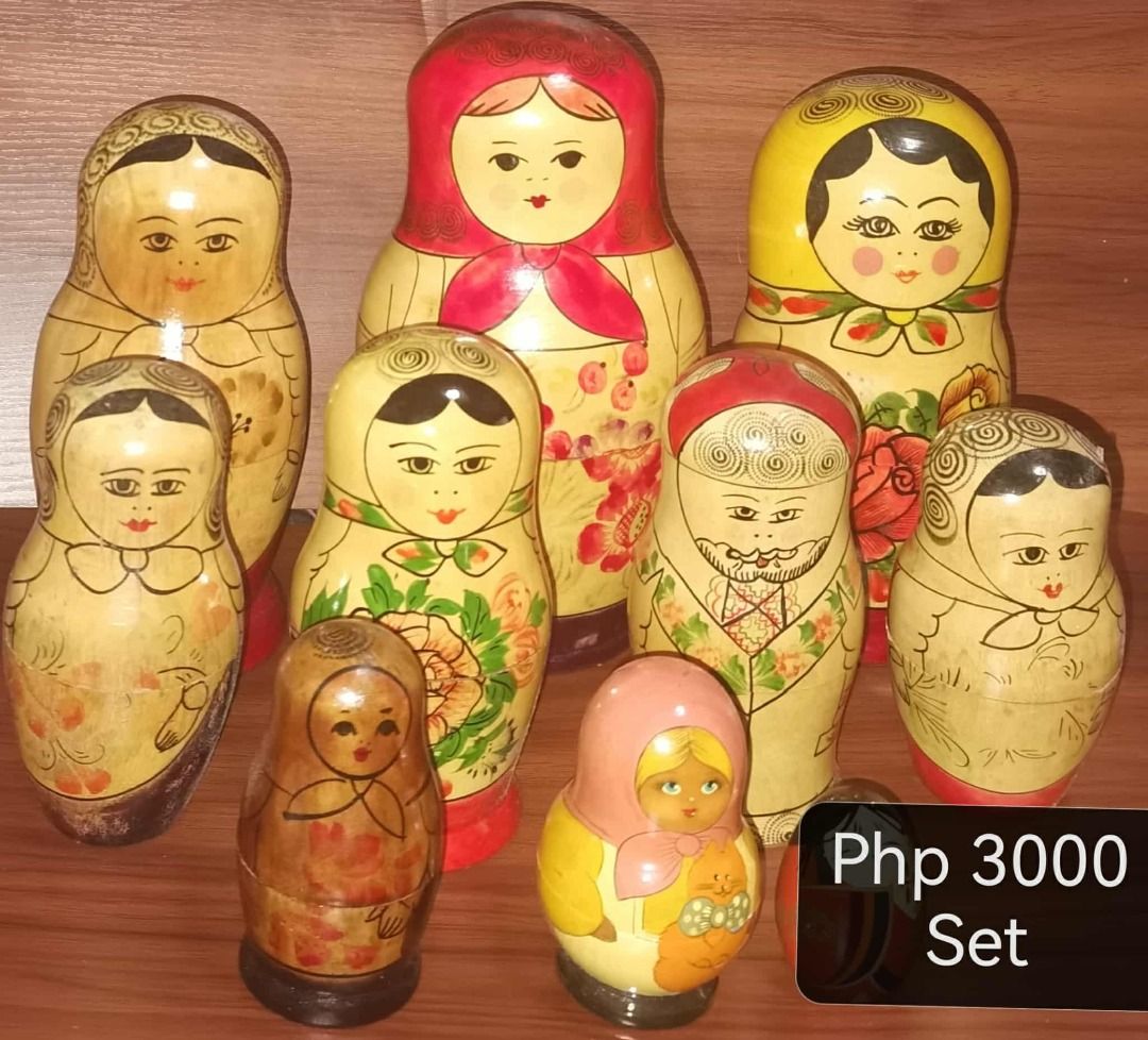 Vintage Russian Nesting/Matryoshka Dolls (Category: Vintage Collectibles) located in Los Banos. Submitted by princessbotique (Listing ID 1413020954, Image 1). Description: Vintage Russian Nesting/Matryoshka Dolls Price on pics As is Please add shipping fee From Los Banos Laguna Meetups per arrangement MOP GCash first to pay basis Pm if interested Please Like and Follow.