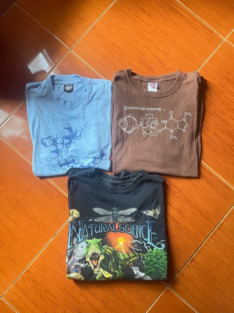 Vintage Science Shirts (Category: Tshirts & Polo Shirts ) located in Manila. Submitted by threadsvault__ (Listing ID 1412901927, Image 2). Description: All size L Brown FOTL heavy tag 2-2-2 Blue Black FOTL tag 1-1-1 Black Cut Tag 1-2-2 1,8 as pack Storage Stains.