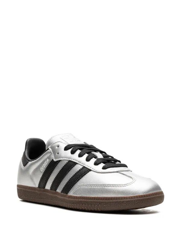 Adidas Samba OG - “Silver metallic/Black/Gum” (Category: Sneakers) located in Bayambang. Submitted by elle.declutter (Listing ID 1414797930, Image 1). Description: adidas Samba OG - Silver metallic/black/gum in WOMENS - 23.5 cm - color may vary due to lighting - mint condition (good as new) - check last slide for more info Original price: ₱6,800.00.