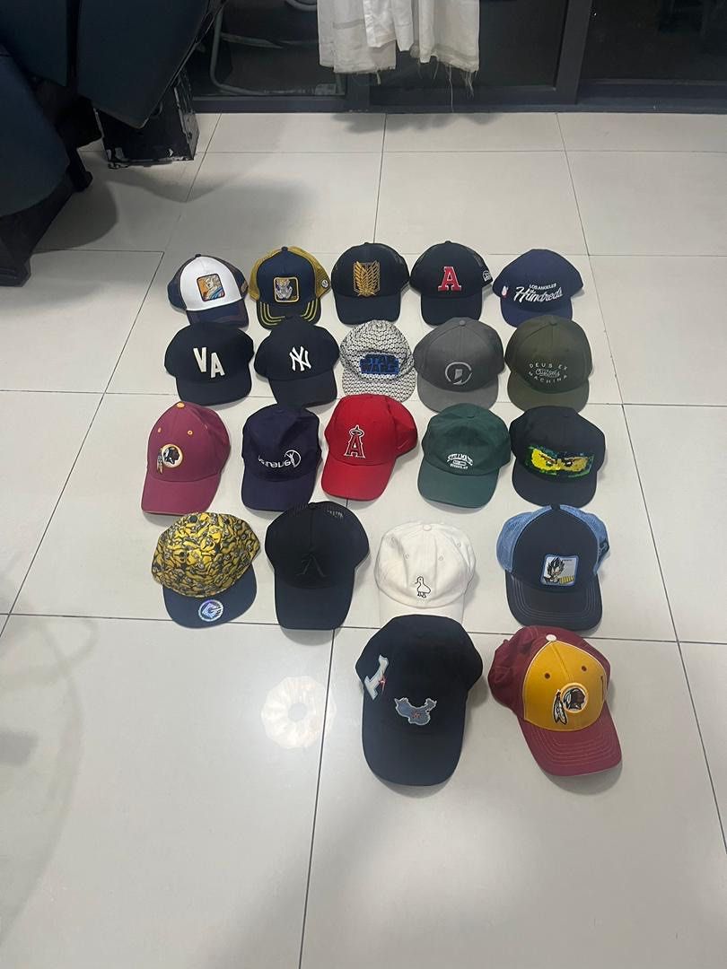 Assorted Caps (Category: Cap & Hats) located in Kuala Lumpur. Submitted by sarah2905 (Listing ID 1414686770, Image 1). Description: 20 baseball caps altogether for sale. Mostly brand new and collectible items. Please request individual caps price if not taking everything.