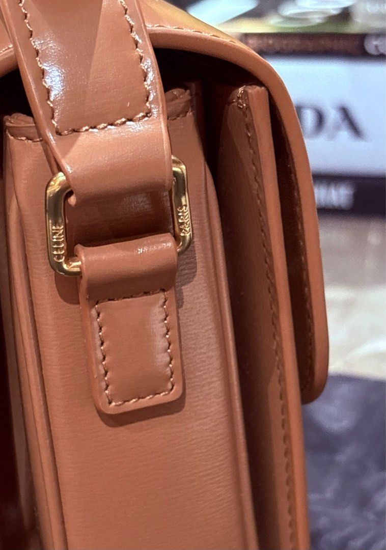 Celine Triomphe bag medium (Category: Luxury Bags & Wallets) located in Quezon City. Submitted by herluxe_official (Listing ID 1414752658, Image 3). Description: CELINE TEEN TRIOMPHE BAG IN SHINY CALFSKIN Calfskin leather ❌Selling lower than market price❌ Complete inclusions: Dustbag, box, booklet and cards included .