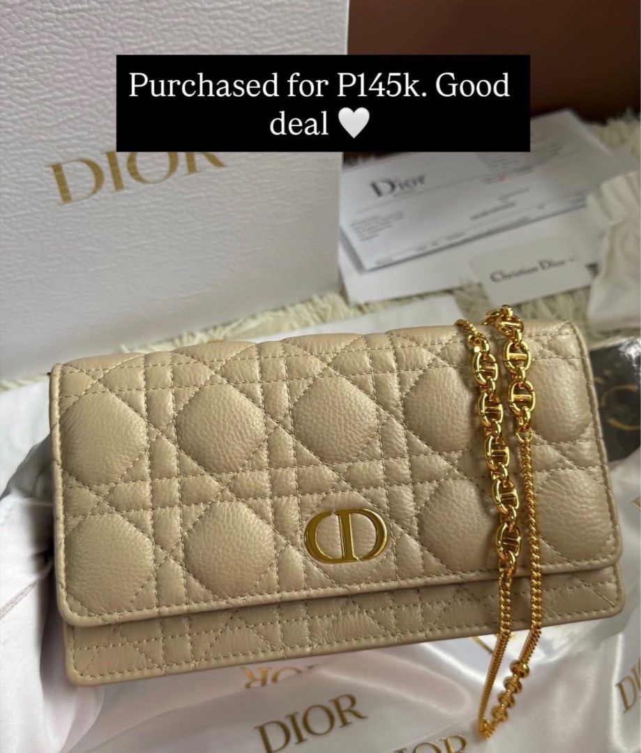 Authentic Christian Dior Wallet On Chain (Category: Luxury Bags & Wallets) located in Quezon City. Submitted by jhaediah (Listing ID 1414668512, Image 1). Description: Complete with receipt Bought in Solaire for 145k Selling low Brand new and authentic.
