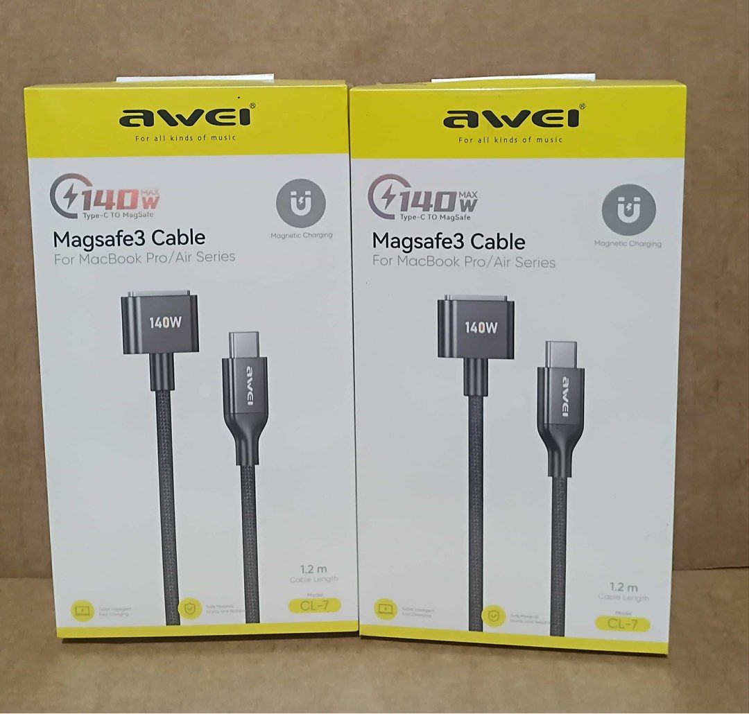 AWEI Magsafe 3 Cable for Macbook Pro/Air 140w max (Category: Cables & Adaptors) located in Manila. Submitted by mxrx_ (Listing ID 1414757994, Image 3). Description: .