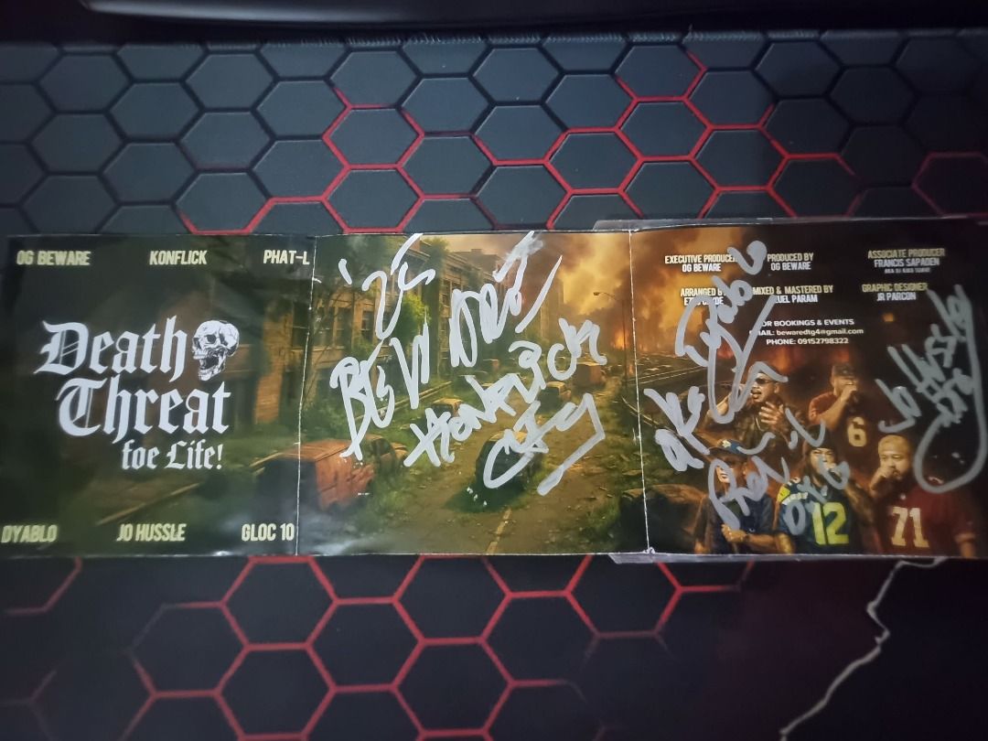 Death Threat The Last Chapter Album Signed (Category: CDs & DVDs) located in Cavite. Submitted by handycam (Listing ID 1414728897, Image 2). Description: - Death Threat "The Last Chapter" album. - Signed by the group. (with photo proof) - Features original album artwork. - A collector's item for fans. - Includes the original CD case..