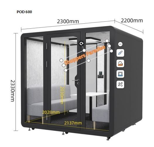 (Free delivery) POD 600 Six Pax Phone Booth Black/ Office Pod/ Acoustic ...