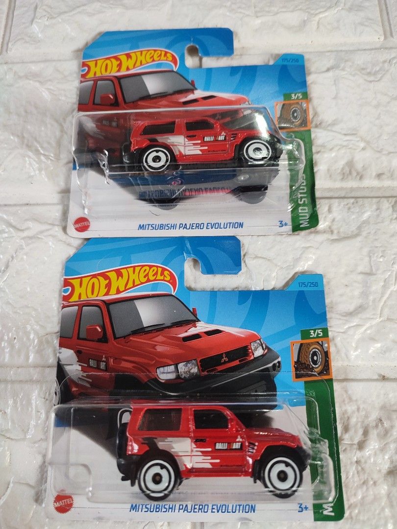 Hot Wheels Mitsubishi Pajero Evolution (Category: Vehicle & Diecast Models) located in Narvacan. Submitted by jigger85 (Listing ID 1414716409, Image 1). Description: - Hot Wheels Mitsubishi Pajero Evolution - Color: Red - Series: Mud Studs (3/5) - Model: HKG47-N521 21A - Condition: New in original packaging.
