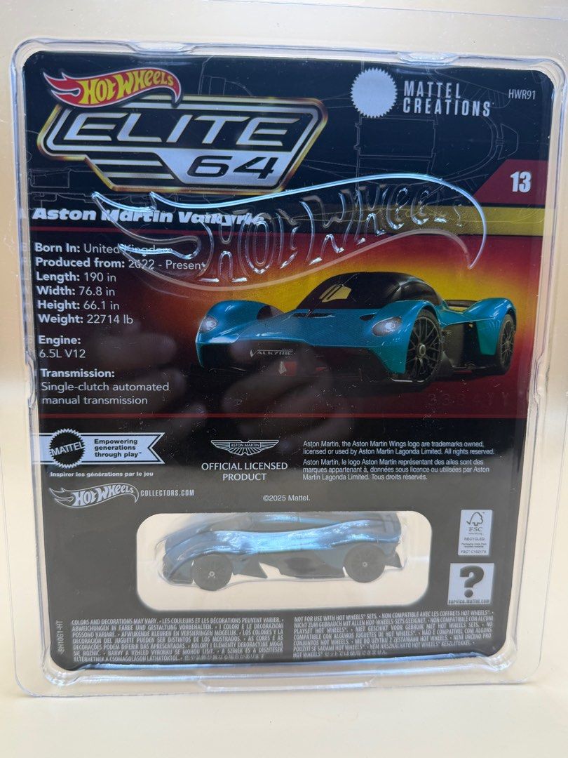 Hotwheels Elite 64 Aston Martin Valkyrie (Category: Vehicle & Diecast Models) located in Mandaluyong City. Submitted by karldfinds (Listing ID 1414747138, Image 2). Description: Elite 64 aston Martin Valjyrie w/ protector Scale:1:64 With protector Location: Mandaluyong Shipping c/o buyer Meet ups: Shangrila Mall (by schedule) MOP: Gcash, Maya, BPI.