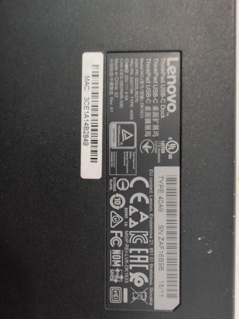 Lenovo Thinkpad USB-C dock65605818641665110