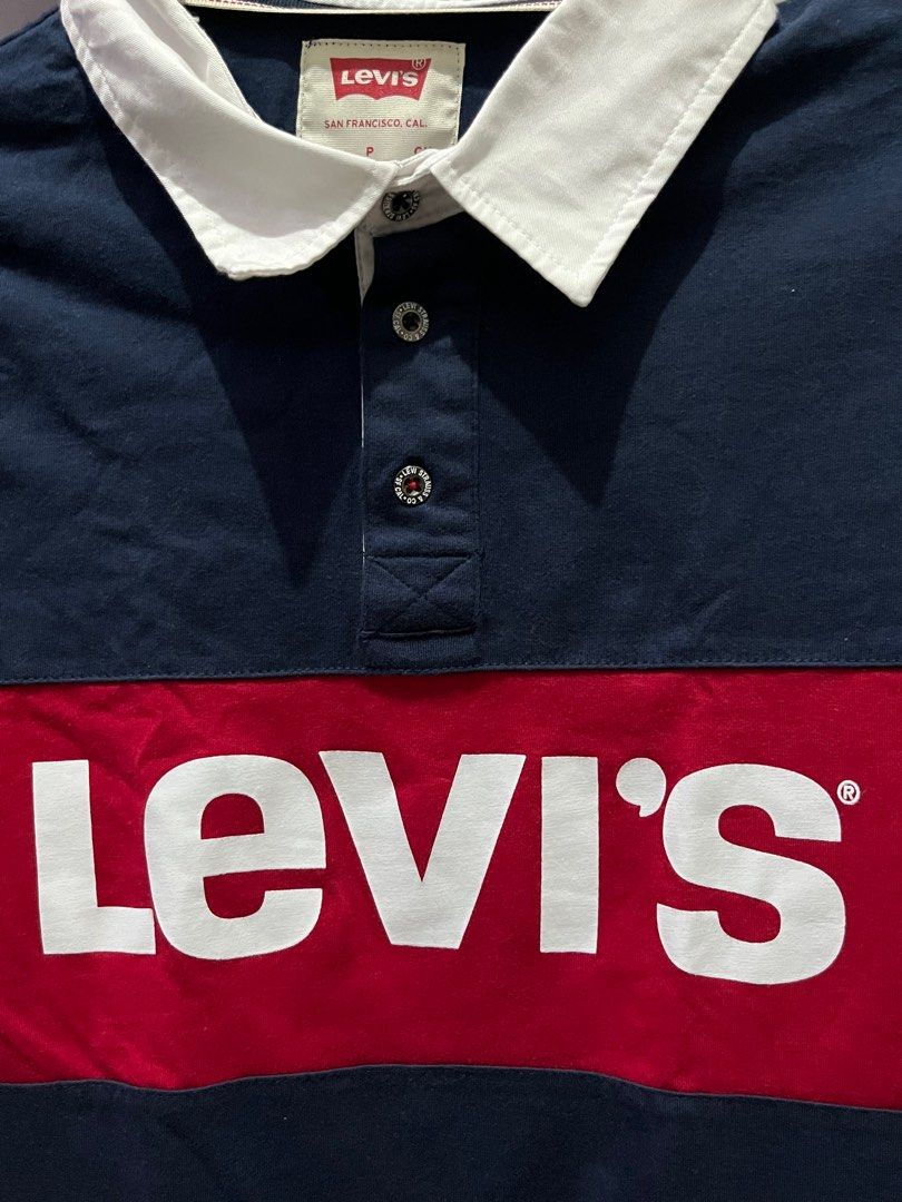 Levi's Rugby Shirt (Category: Babies & Kids Fashion) located in Angono. Submitted by dubibo (Listing ID 1414694181, Image 3). Description: Levi’s long-sleeve color-block rugby polo shirt in navy and red cotton.