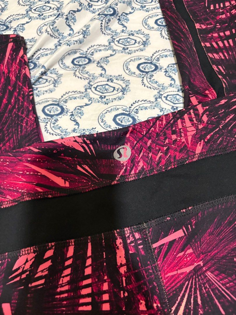 Lululemon Athletica Leggings Size 6 (Category: Activewear) located in Taguig. Submitted by allyjavierv (Listing ID 1414733335, Image 3). Description: - Lululemon Athletica leggings - Vibrant pink and black palm leaf print - Black waistband and side panels - Size: 6 - Designed in Vancouver - Made in Cambodia - Perfect for workouts or casual wear.