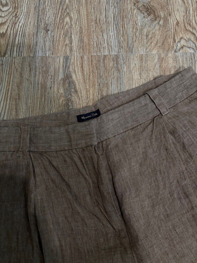 Massimo Dutti brown striped linen pants (Category: Trousers) located in Polangui. Submitted by poceddeclutters (Listing ID 1414688655, Image 1). Description: Waist - 30 in Length - 38 in Hem opening - 11 in.