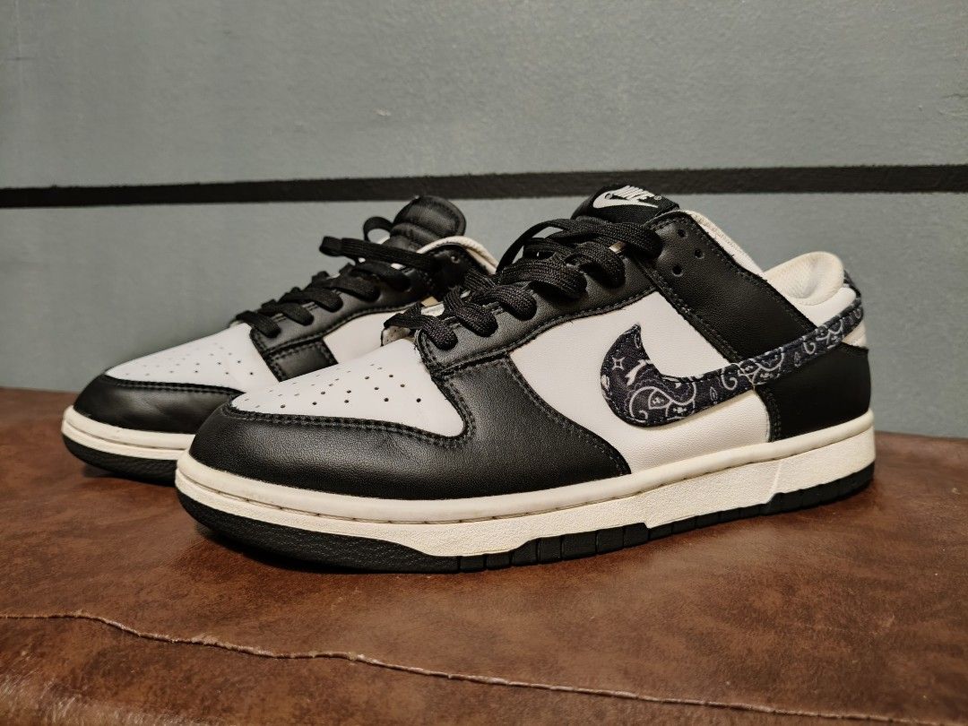 Nike Dunk Low Paisley Black White (Category: Sneakers) located in Tagbilaran City. Submitted by johnmcee (Listing ID 1414762635, Image 1). Description: Size on tag US 10, Eu44, 28cm Decluttering. Plus 50 shipping. - Nike Dunk Low - Black and white color scheme - Features a paisley design on the swoosh - Black laces and outsole - White midsole.