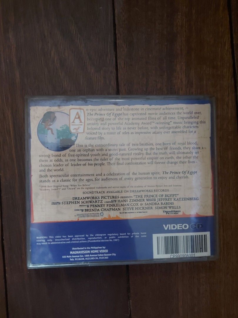 Prince of Egypt (1998) VCD (Category: CDs & DVDs) located in Paranaque City. Submitted by peppita (Listing ID 1414665399, Image 2). Description: Original As is where is 🌺 LAST PRICE POSTED UNLESS YOU BUY 2 OR MORE ITEMS 🌺 No Sh0pee checkout 🌺 No when worn photos unless already posted 🌺 2 day reservation only 🌺 MOP: GCash, Maya, UB, BPI.