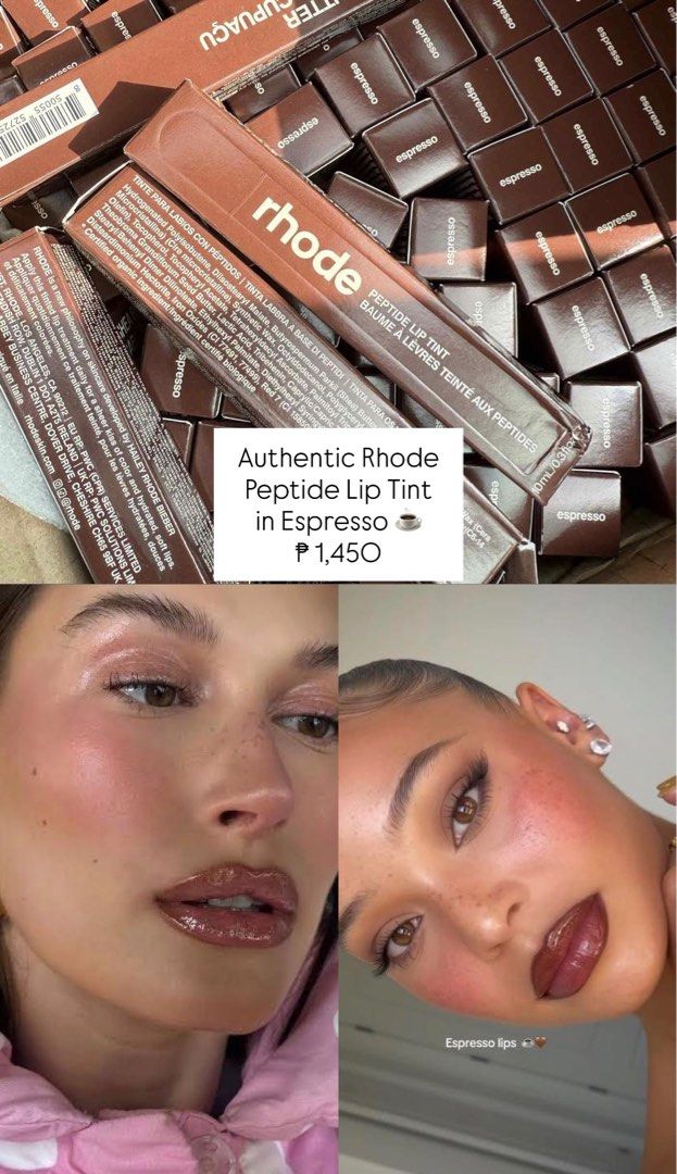 Rhode Peptide Lip Tint - Espresso (Category: Makeup) located in San Pablo. Submitted by with.jacque (Listing ID 1414823663, Image 1). Description: - Authentic Rhode Peptide Lip Tint in Espresso - Provides a sheer kiss of color - Hydrates lips - Developed by Hailey Rhode Bieber - 10ml / 0.3 fl oz.