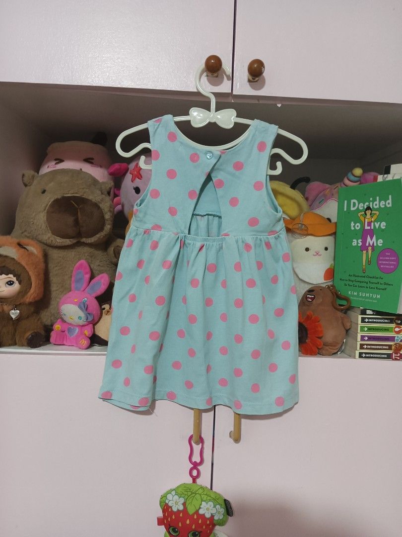 Sfera Polka Dots Turquoise Dress (Category: Babies & Kids Fashion) located in Quezon City. Submitted by whimscaprices (Listing ID 1414820045, Image 3). Description: Sfera Polka Dots Turquoise Dress (Australian Brand) Brand: Sfera Condition: 10/10 Used twice Last 2025 New Year's Outfit Size: 12-18M on tag (Fits 1-2.5yo) Has a very small dot like stain (Barely unnoticeable) I haven't checked if it is removable with wash since it was stored in a sto