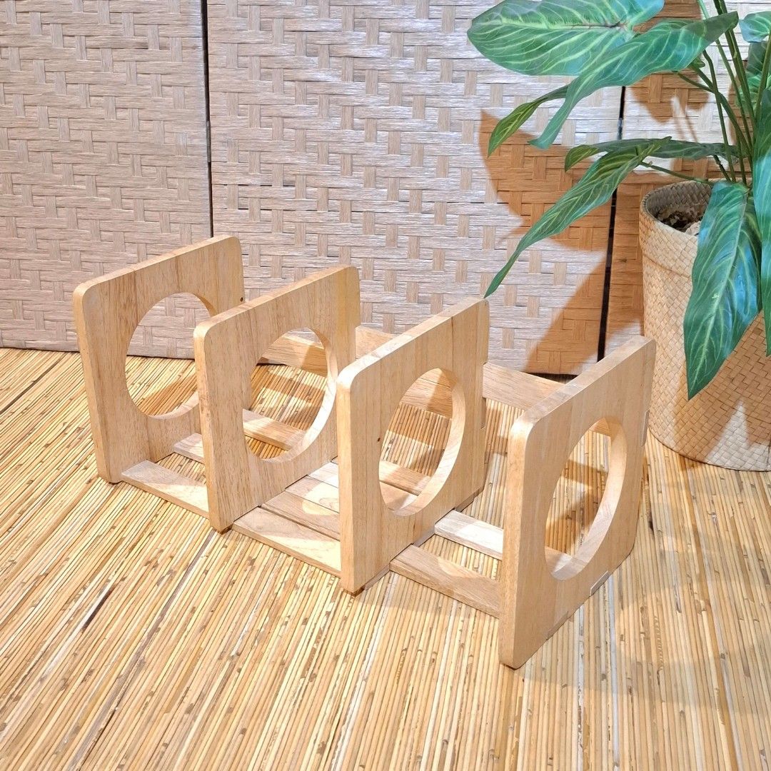 Solid wood extendable book holder organizer magazine rack (Category: Home Improvement Tools & Accessories) located in Dasmarinas. Submitted by millennialmeetsvintage (Listing ID 1414683647, Image 1). Description: H 22 x L 36-65 x W 22 cm last price posted 🌍ships from DASMA, CAVITE 🚚 shipping via Lalamove only ❌no reservations, first-to-pay basis ❌no physical store, no walk-ins ❌no COD transactions.