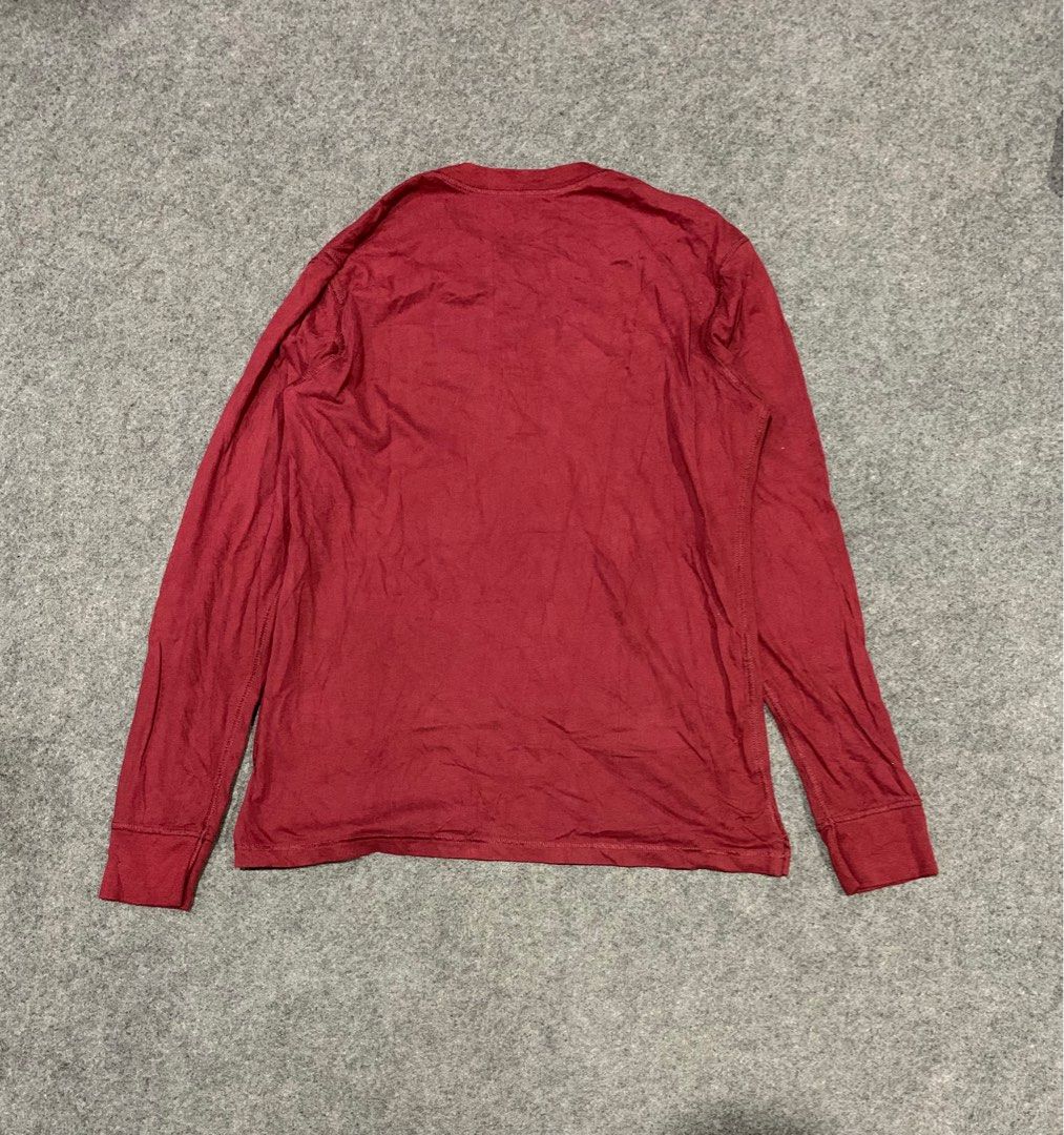 True Religion Long Sleeve Henley Shirt (Category: Tshirts & Polo Shirts ) located in Lapu Lapu. Submitted by fellasgallery11 (Listing ID 1414797166, Image 2). Description: - True Religion long sleeve henley shirt - 20 width - 28 length - Color: Maroon - Size: Large - Features: Small chest logo, button-up neckline - Material: 100% Cotton - Made in India.