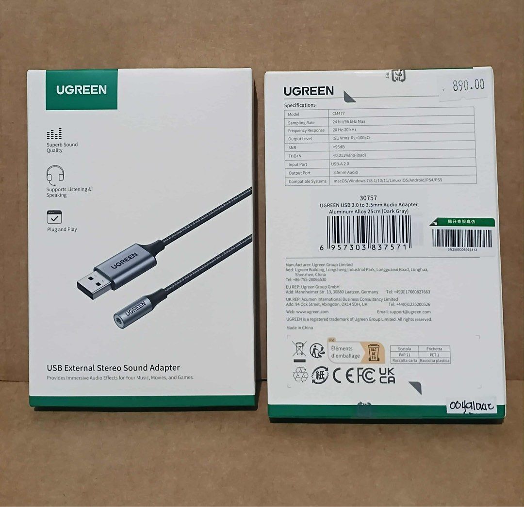 UGREEN USB 2.0 to 3.5mm Audio Jack Adapter (Category: Chargers & Cables) located in Manila. Submitted by mxrx_ (Listing ID 1414754726, Image 2). Description: .