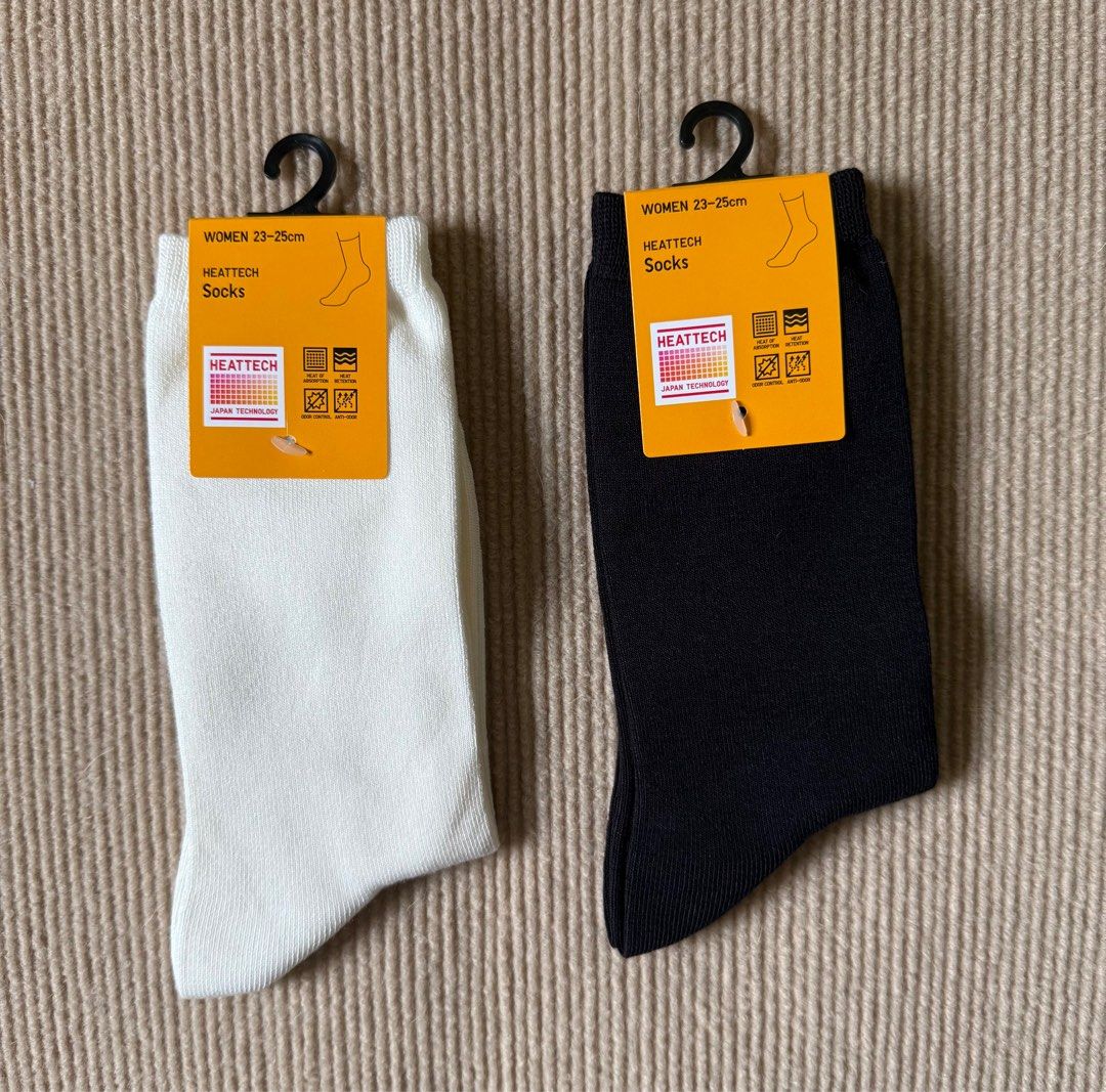 Uniqlo Women Heattech Socks THIN (Category: Socks & Tights) located in Marikina City. Submitted by wearism (Listing ID 1414670839, Image 3). Description: 100% brand new with tag and original Uniqlo. AVAILABLE UNTIL POSTED. Size: 23-25cm Color: Black and white Length: Regular -thin Where was it made: China Price is fixed. Php270.00 each No additional photos will be provided. No when worn photo. We will send photo of your paid order before packing 