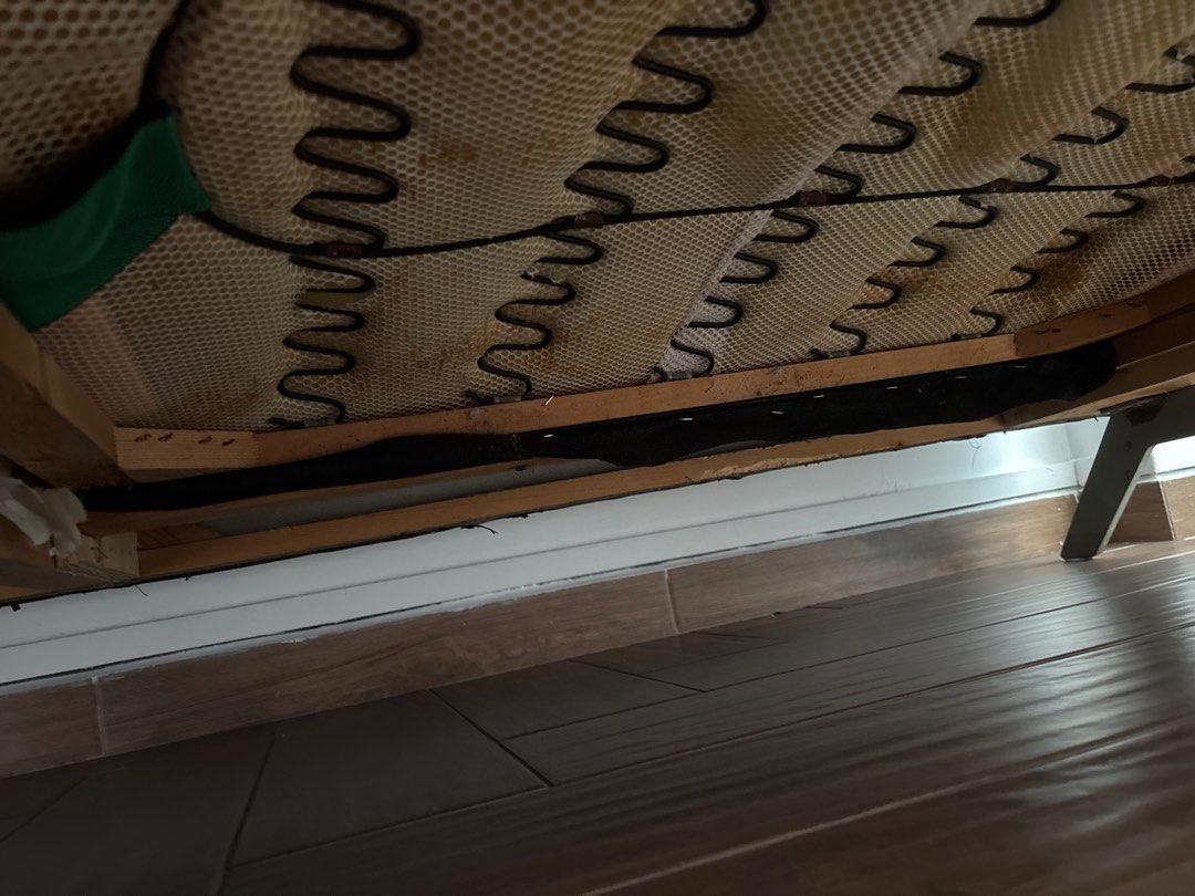 Used Sofa - Solid Frame (Category: Sofas) located in Singapore. Submitted by TWtweens (Listing ID 1414732125, Image 1). Description: - Used sofa - Solid wooden frame - Visible springs and support structure - Underside shows wear and tear - Perfect for a project or budget buy - Sold as is.