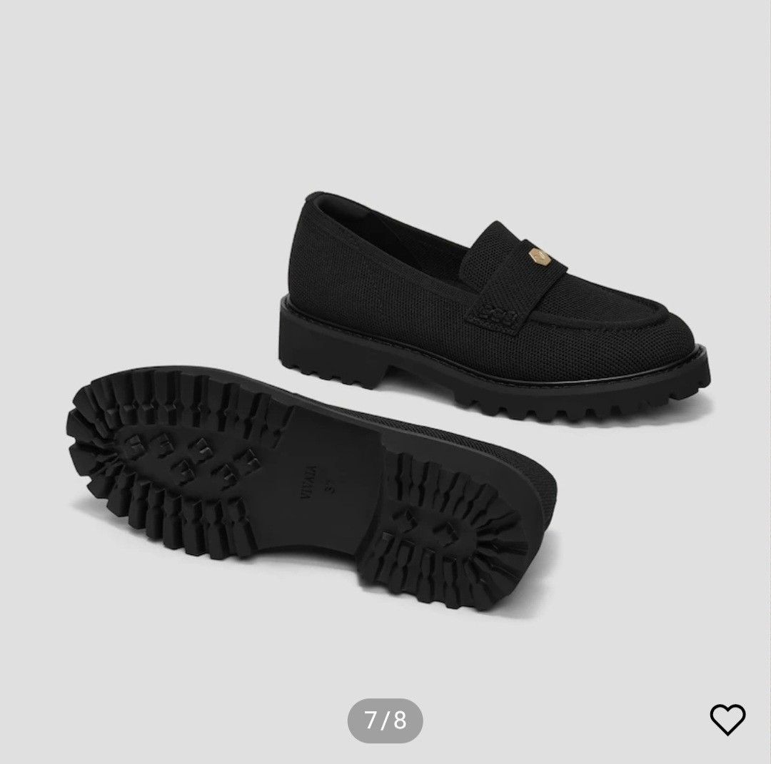 Vivaia Black Loafers size 5 (Category: Loafers) located in Quezon City. Submitted by shtarr (Listing ID 1414824501, Image 3). Description: rfs: wrong size. used once original price: 9,709 - Black loafers - Textured fabric upper - Chunky sole - Gold-colored strap accent - Classic loafer silhouette - Modern, rugged sole - Versatile for different outfits.