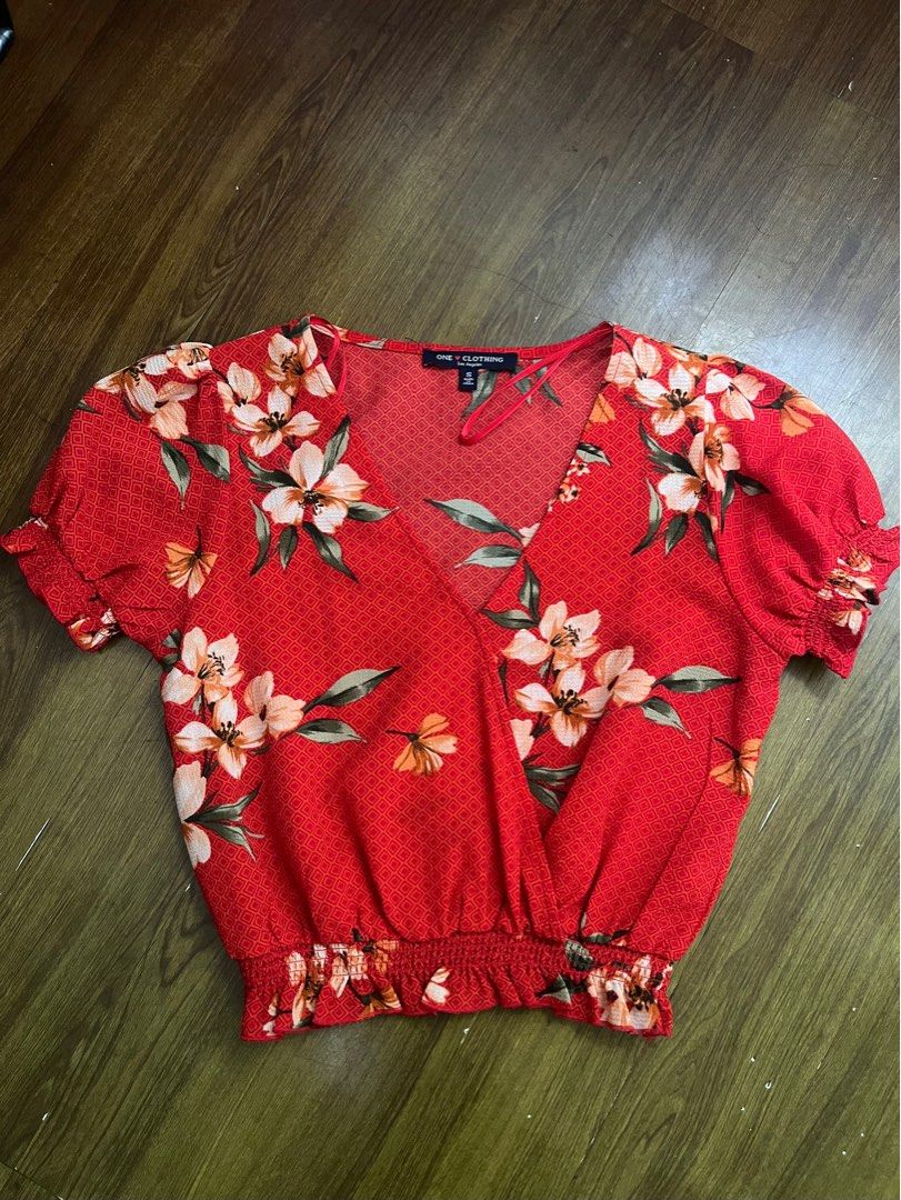 Women’s Top (Category: Blouses) located in Pasig City. Submitted by ecdnp (Listing ID 1414673974, Image 1). Description: 🛍️ Tops fit medium to large frames—never used or only worn once. 1. Red floral ₱200 (used once from US) 2. Red printed ₱250 (never been used - no tag from US) 3. D&Co red ₱130 (used once) 4. Vest ₱60 (used once) ❌ NO RETURN / EXCHANGE / REFUND.