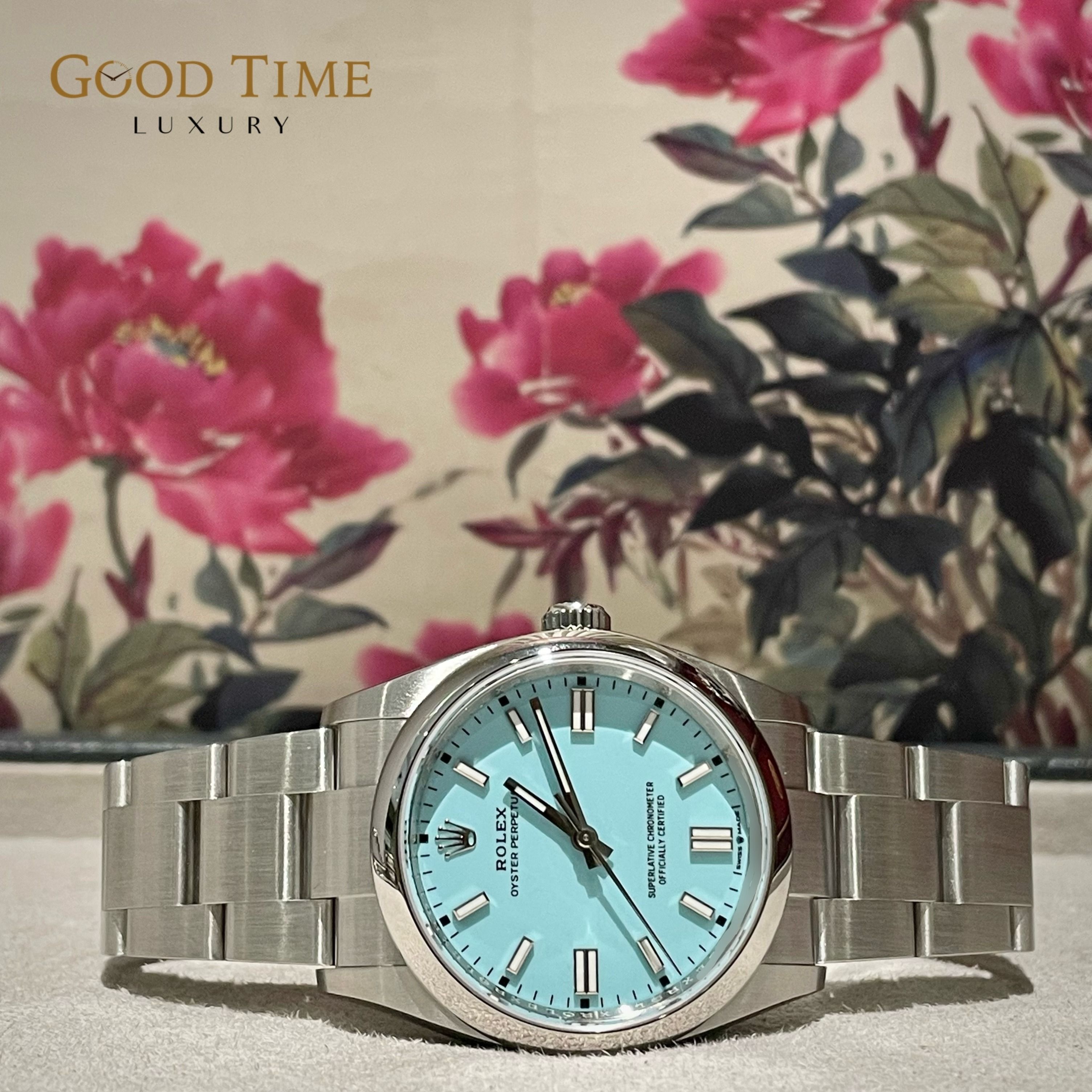 2026 Sept BNIB Rolex Oyster Perpetual 31 277200 Turquoise Tiff Blue Dial (Category: Watches) located in Singapore. Submitted by goodtimeluxury (Listing ID 1414897171, Image 1). Description: Brand: Rolex Model: Oyster Perpetual 31 277200 Turquoise Tiff Blue Dial Year: 2026 Sept Box and Papers: Yes Description: Brand New Condition Payment mode: - Bank Transfer, Paynow, Cash - Additional 2.5% for one time credit card VISA, MASTERS, AMEX - Additional
