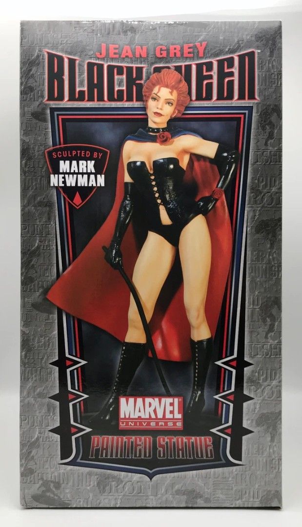 Bowen Jean Grey Black Queen Statue (Category: Figurines & Statues) located in San Juan City. Submitted by ivpotion (Listing ID 1415026028, Image 2). Description: - Marvel Black Queen Jean Grey statue - Sculpted by Mark Newman - Features Jean Grey in a black outfit with a red cape - Includes display base - Comes with original box.