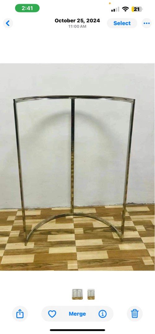 Circle / Half circle clothing rack (Category: Shelves, Cabinets & Racks) located in Antipolo. Submitted by sophsooph (Listing ID 1415028726, Image 1). Description: Used for my clothing business, but purchased new racks already 2 half circle racks for 1,500 125cm H x 86cm L x 86cm D.