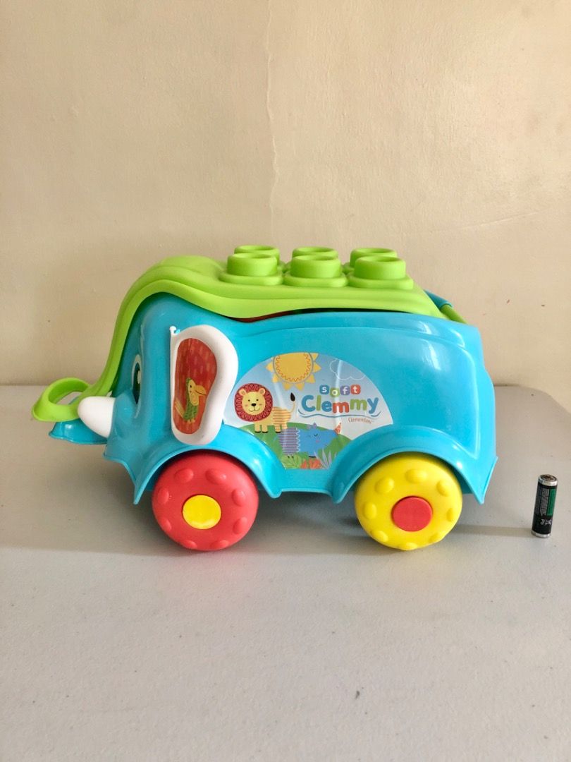 Clemmy Elephant Wagon blocks (Category: Infant Playtime) located in Imus. Submitted by dyelinn (Listing ID 1414911536, Image 3). Description: ✨PRELOVED🇮🇹 Clemmy Elephant Wagon 📝 VGUC; 18 pcs baby’s first soft rubber building blocks, 1 wagon; (₱2,200 brand new price) Age: 10-36m Flaws: sticker lifting; rubber blocks as is ₱850.