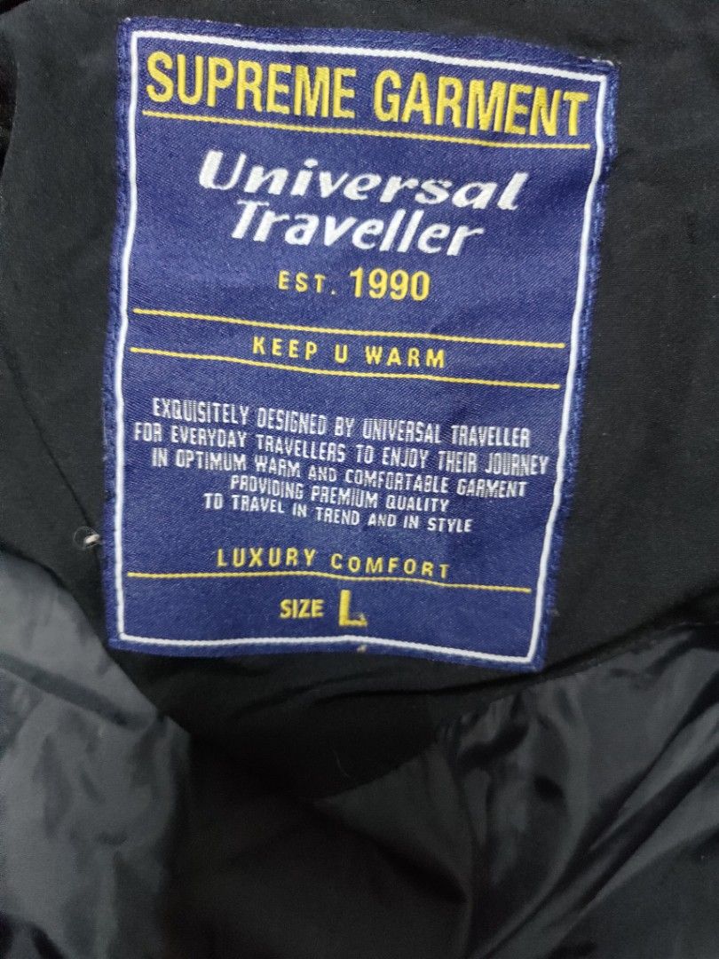 Down Jacket (Category: Coats, Jackets and Outerwear) located in Singapore. Submitted by watuji (Listing ID 1414980598, Image 3). Description: - Universal Traveller Winter Down Jacket - Size: L - Color: Black - Features a fur collar - Perfect for cooler weather down to -10c - Stylish and warm - Multiple compartment.