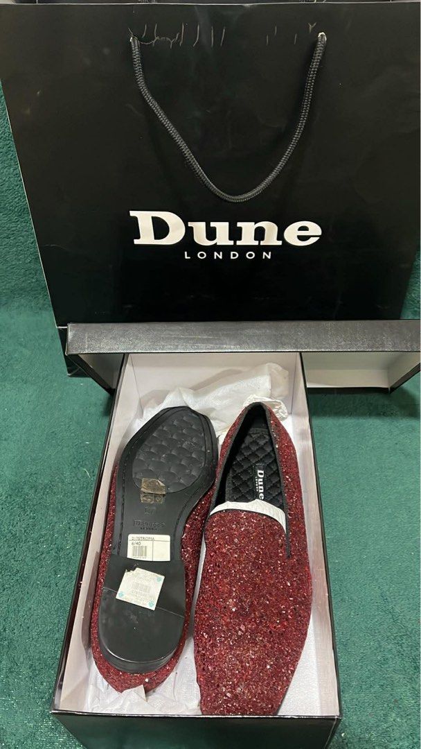 Dune London Red Glitter Loafers (Category: Casual Shoes) located in Mandaluyong City. Submitted by ipau888 (Listing ID 1414970133, Image 1). Description: - Dune London red glitter loafers - Size 40 roughly 7-7.5mens - Classic slip-on design - Worn once in an event - Comes with original box and packaging.