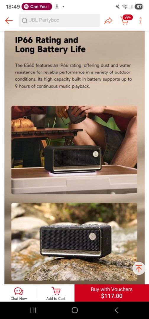 Edifier ES60 Portable Bluetooth Speaker - White65561058760065113