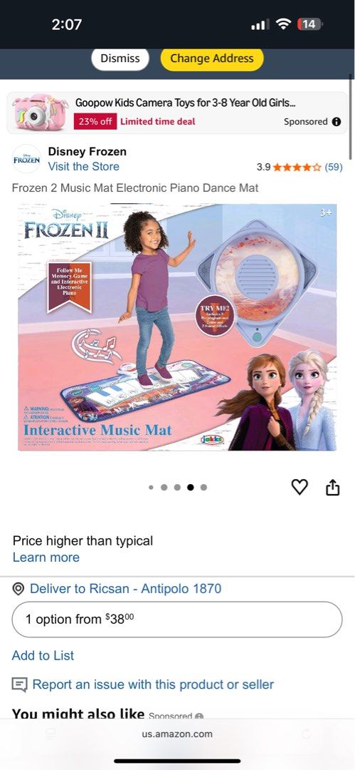 FROZEN MAT ELECTRIC PIANO TOY (Category: Kids Toys) located in Rizal. Submitted by riricsantoss (Listing ID 1414883309, Image 2). Description: .