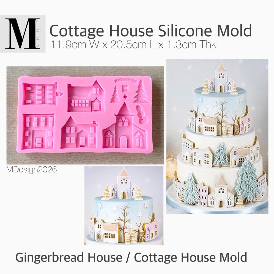 Gingerbread / Cottage House Silicone Mold (Category: Bakeware) located in Manila. Submitted by mshopmla (Listing ID 1414920299, Image 2). Description: Gingerbread / Cottage House SIlicone Mold Size: 11.9cm x 20.5cm x 1.3 ht. Product Code: GCHSM Price: Php 450.00 each #TheMFMshop #MShop #MShopMla #Gingerbreadhousemold #cottagehousemold #fondant #fondantcake.