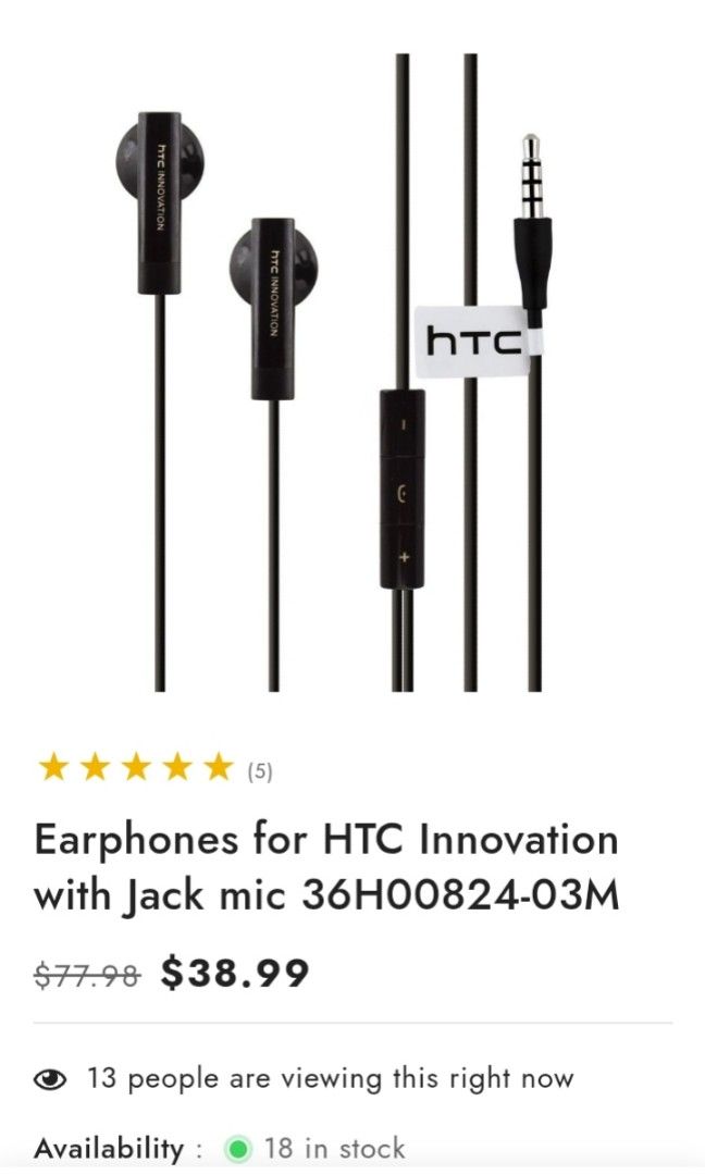 HTC INNOVATION 3.5MM EARPHONE (Category: Earphones) located in Cabuyao City. Submitted by Bike_Clothing10 (Listing ID 1414862616, Image 1). Description: READ FIRST.... FOR SALE: HTC INNOVATION EARPHONE 3.5mm Jack With pause/skip button With Mic Lound Sound/Bass Excellent Condition Looks New Legit PRICE: 800 + SF PICK UP OR SHIPPING ONLY LOC: Cabuyao Laguna -NO COD/COP- 📩PM FOR INQUIRIES -Thanks-.