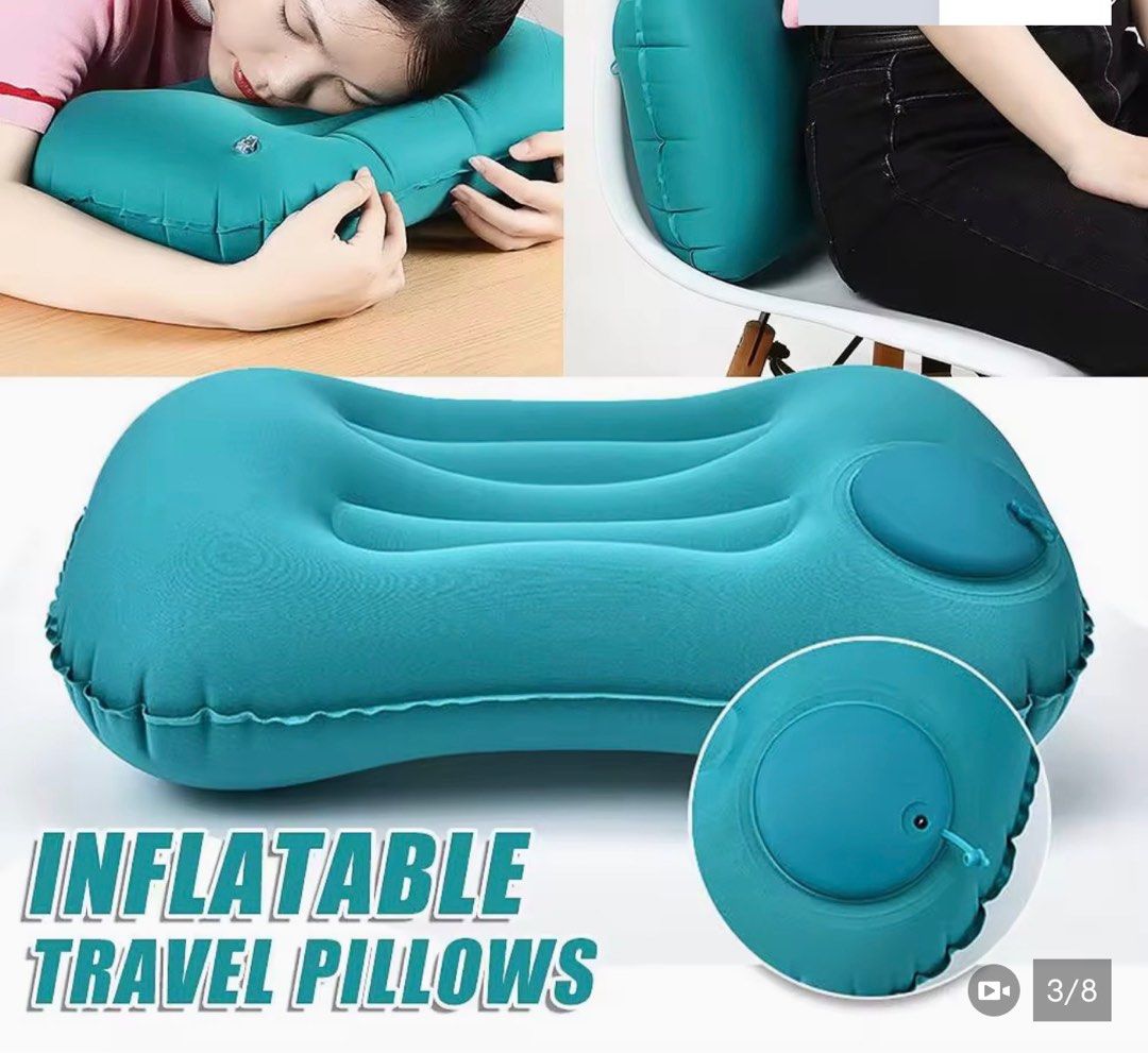 Inflatable Travel Pillow (Category: Travel Essentials & Accessories) located in Paranaque City. Submitted by tellimcloset23 (Listing ID 1414946217, Image 1). Description: - Portable and foldable design - Supports cervical vertebra - Easy to inflate (no mouth blowing needed) - Provides comfortable resting experience - Ideal for travel.