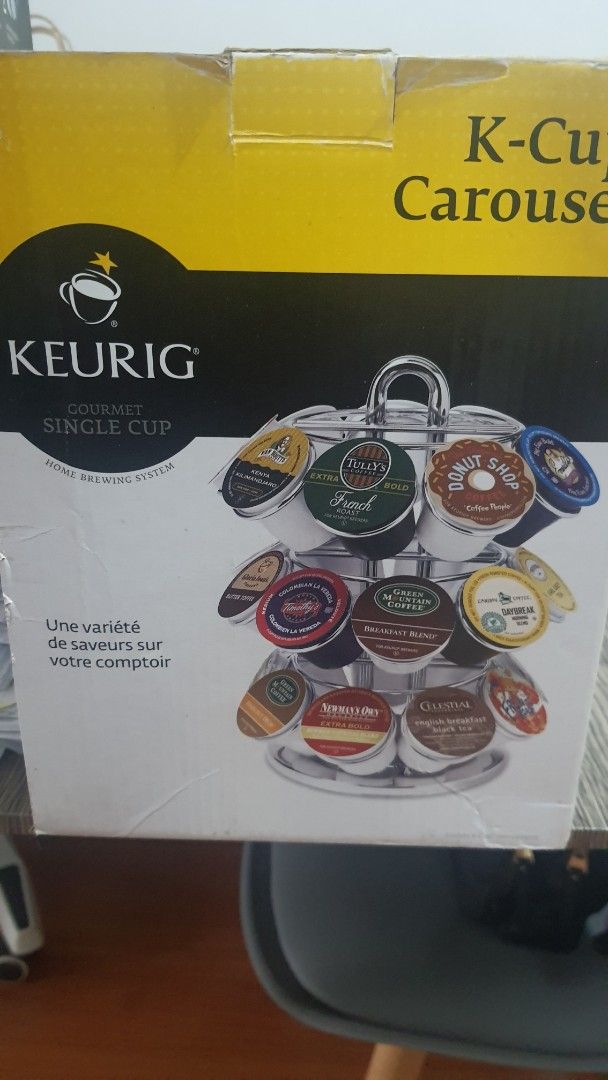 Keurig K-Cup Carousel (Category: Coffee & Tea Tableware) located in Taguig. Submitted by nicpick (Listing ID 1414910168, Image 1). Description: - Holds multiple K-Cups - Chrome-plated design - Rotates for easy selection - Convenient countertop storage - Stylish and functional.