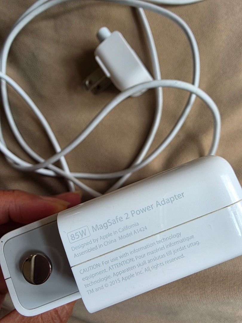 Likenew 85W Magsafe 2 power adapter (Category: Chargers & Cables) located in Bato. Submitted by marielglr (Listing ID 1414873776, Image 1). Description: my personal charger, not abused. I don't even used my laptop all the time, so this charger is barely used. Tested already ready to be sold. 1n1u.