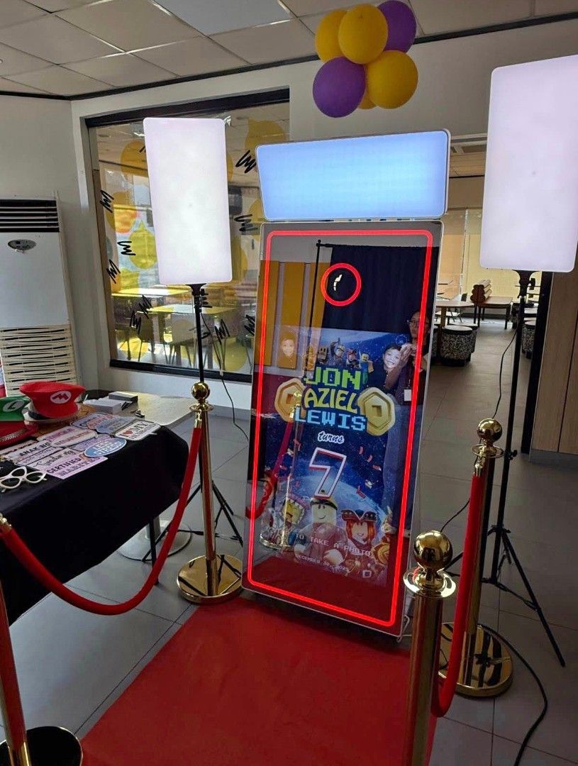 Mirror selfie booth complete set up (Category: Cameras) located in Marilao. Submitted by ems_thriftees (Listing ID 1414966934, Image 3). Description: Hello! I’m selling a Mirror Photobooth complete package, ready for business or personal use. ✨ Included na po lahat ng kailangan para makapag-start agad: ✅ Specifications & Inclusions: ✅72 inch mirror glass ✅ Photo paper ✅ 4R Photo Standee ✅ Already installed DSLR Booth ✅ 43-inch touchscreen panel ✅