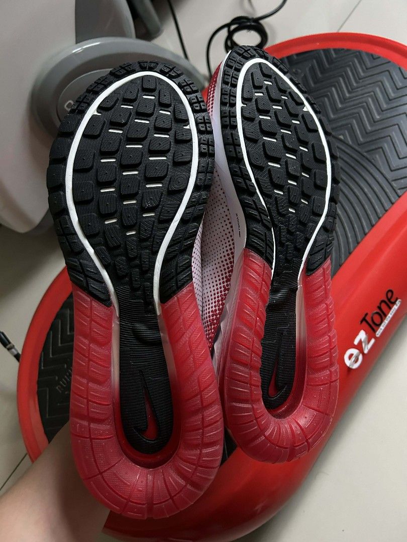Nike Air Max 270 React White Red Sneakers (Category: Sneakers) located in Makati City. Submitted by psalm23 (Listing ID 1414899755, Image 3). Description: - Nike Air Max 270 React - Color: White upper with red gradient accents - Size: US 12, EUR 46, CM 30 - Features: Air Max logo, black sole with red accents - Condition: Excellent - .