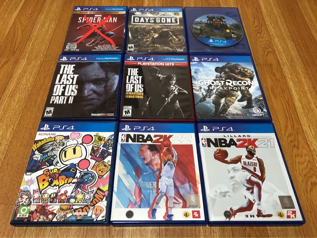 PS4 Video Games (Category: PlayStation) located in Pasig City. Submitted by hmlpmnl (Listing ID 1414859923, Image 1). Description: For Sale! PS 4 Games (Pasig/Taguig Area) 1500 Take All! Days Gone - SOLD God of War - 400 Last of Us 1&2 - SOLD Ghost Reacon - Sold Bomberman - Sold NBA 2K 21&22 - 600 Meetup only.