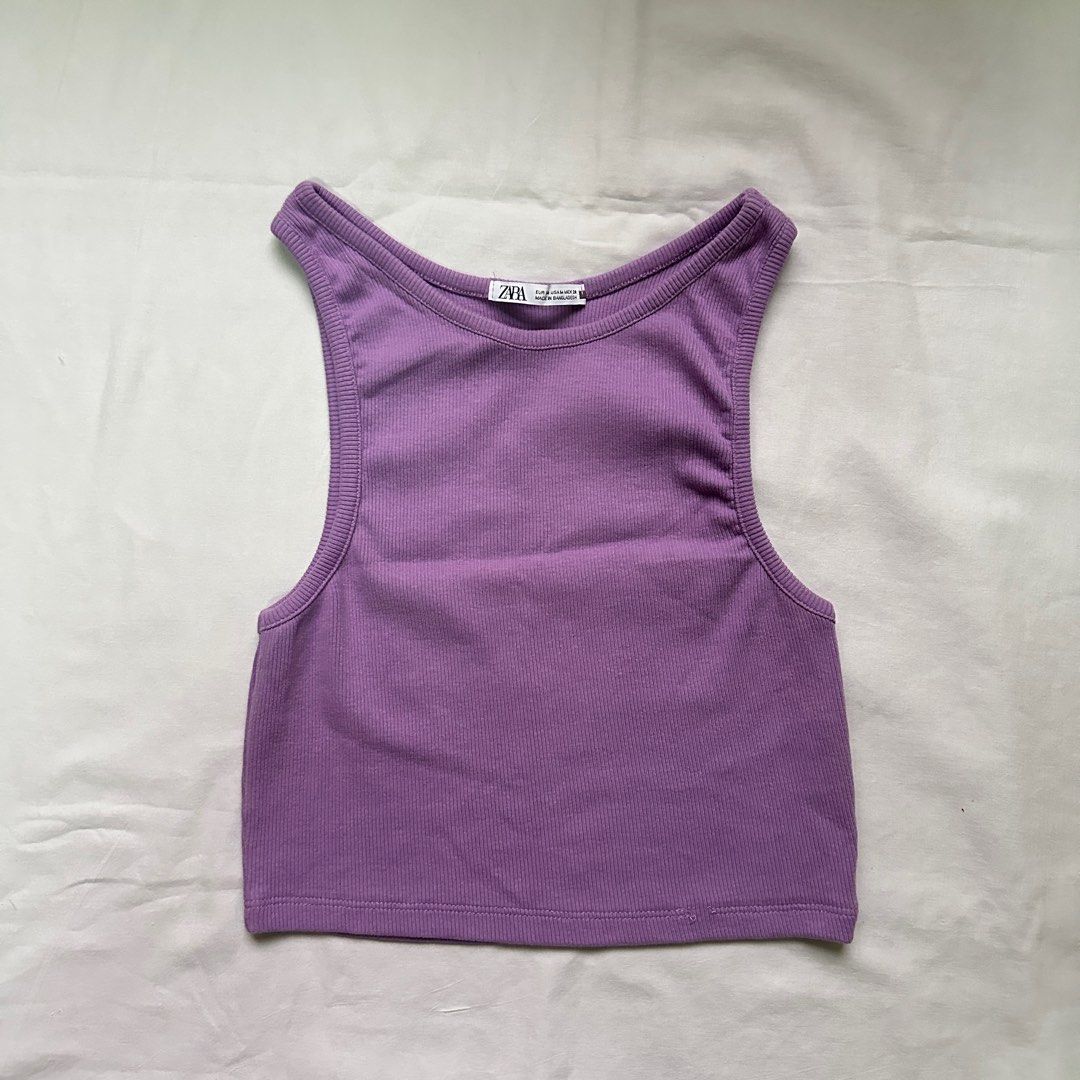 Purple Violet Ribbed Cropped Sleeveless Top (Category: Sleeveless) located in Quezon City. Submitted by danalou (Listing ID 1414845730, Image 1). Description: - size small - barely used.